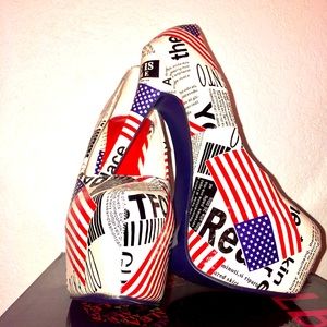 NWB American Flag Print Heels